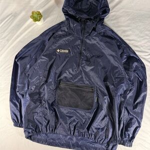 Columbia 90s Japan Nylon Windbreaker Jacket Size L Navy Blue Pouch Vintage